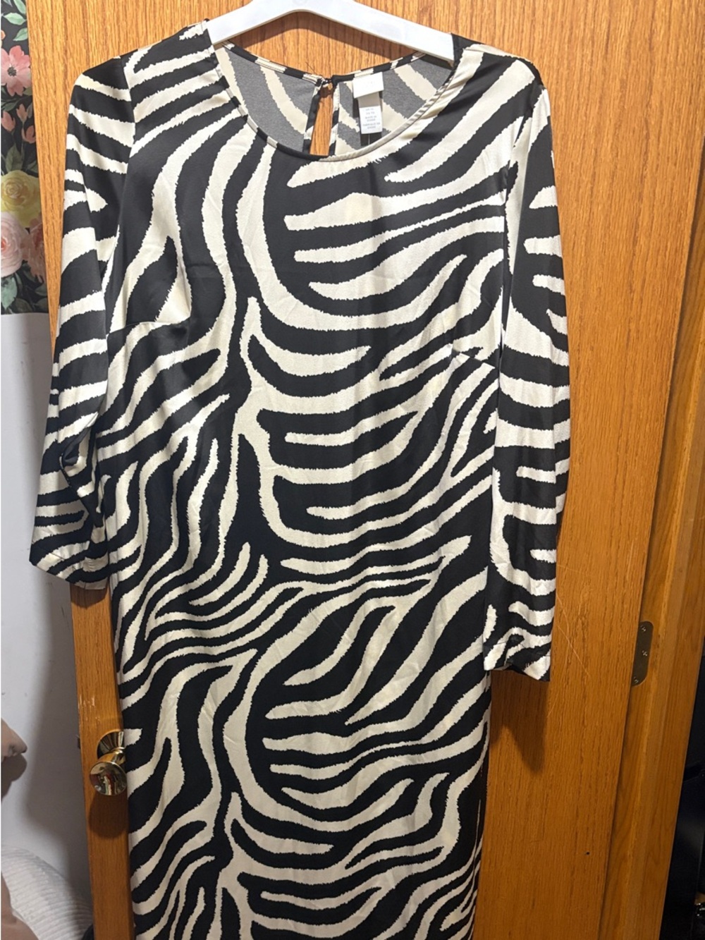 H&M Black and White Zebra-Print Long Sleeve Dress